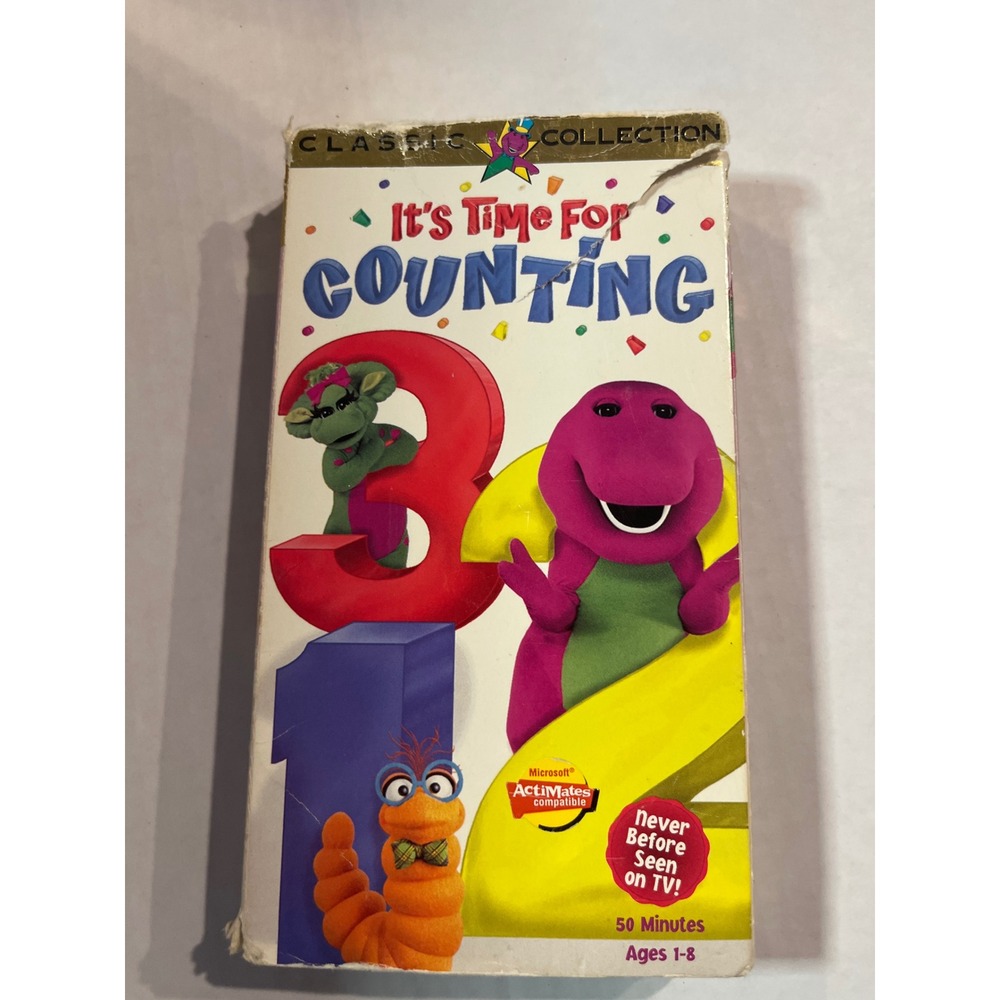 Barney It's Time For Counting VHS‎ 1997 Lyrick Studios Classic Collection White